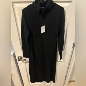Bloomingdale’s Cashmere Turtleneck Sweater Dress Black Size L Mid-Shin